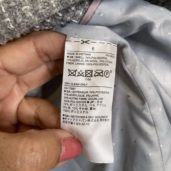 Banana Republic GEO Tweed Academy Blazer Gray White Lined Size 6 Wool Blend - Picture 13 of 15